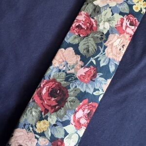 Topman Floral Tie with Red and Green Accents